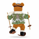 Skiing Brown Bear Felt Fabric Christmas Ornament