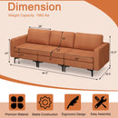 Convertible Leather Sofa Couch with Magazine Pockets 3-Seat with 2 USB Port