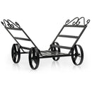 Firewood Rack Decorative Rustproof Steel Fireplace Log Holder with Wheels