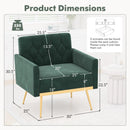Modern Velvet Accent Chair with Button Tufted Back Golden Metal Legs and Adjustable Foot Pads