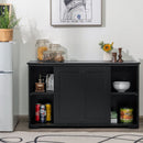 Kitchen Storage Cabinet with Wood Sliding Door