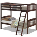 Solid Wood Twin Bunk Beds with Detachable Kids Ladder