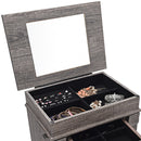 Standing Jewelry Cabinet Storage Organizer with Wooden Legs-Gray