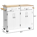 Wood Top Rolling Kitchen Trolley Island Cart Storage Cabinet