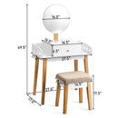 Wooden Makeup Dressing Mirror Table Set with Drawer