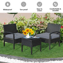 3 Pieces Outdoor Rattan Patio Conversation Set with Seat Cushions