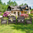 4 Pieces Patio Rattan Cushioned Furniture Set