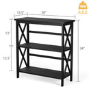 3-Tier Wooden Multi-Functional X-Design Etagere Storage Bookshelf
