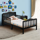 Classic Design Kids Wood Toddler Bed Frame with Two Side Safety Guardrails