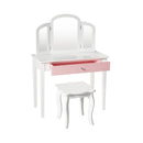 Kids Princess Make Up Dressing Table with Tri-folding Mirror and Chair