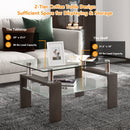 Rectangular Tempered Glass Coffee Table with Shelf