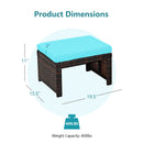 2 Pieces Patio Rattan Ottomans with Soft Cushion for Patio and Garden