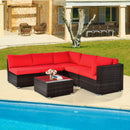 6 Pieces Patio Rattan Furniture Set with Cushions