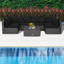7 Pieces Patio Rattan Furniture Set Sectional Sofa Garden Cushion