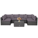 7 Pieces Patio Rattan Furniture Set Sectional Sofa Garden Cushion