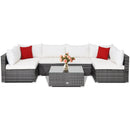 7 Pieces Patio Rattan Furniture Set Sectional Sofa Garden Cushion