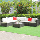 7 Pieces Patio Rattan Furniture Set Sectional Sofa Garden Cushion