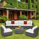 7 Pieces Patio Rattan Furniture Set Sectional Sofa Garden Cushion