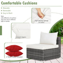 7 Pieces Patio Rattan Furniture Set Sectional Sofa Garden Cushion