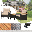3 Pieces Patio Rattan Furniture Set with Removable Cushion