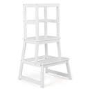 2-in-1 Multifunctional Toddler Step Stool with Safety Rail-White