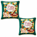 Set of 2 Happy Easter & Easter Eggs Throw Pillow Covers