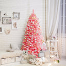 Pink Christmas Tree with Snow Flocked PVC Tips and Metal Stand