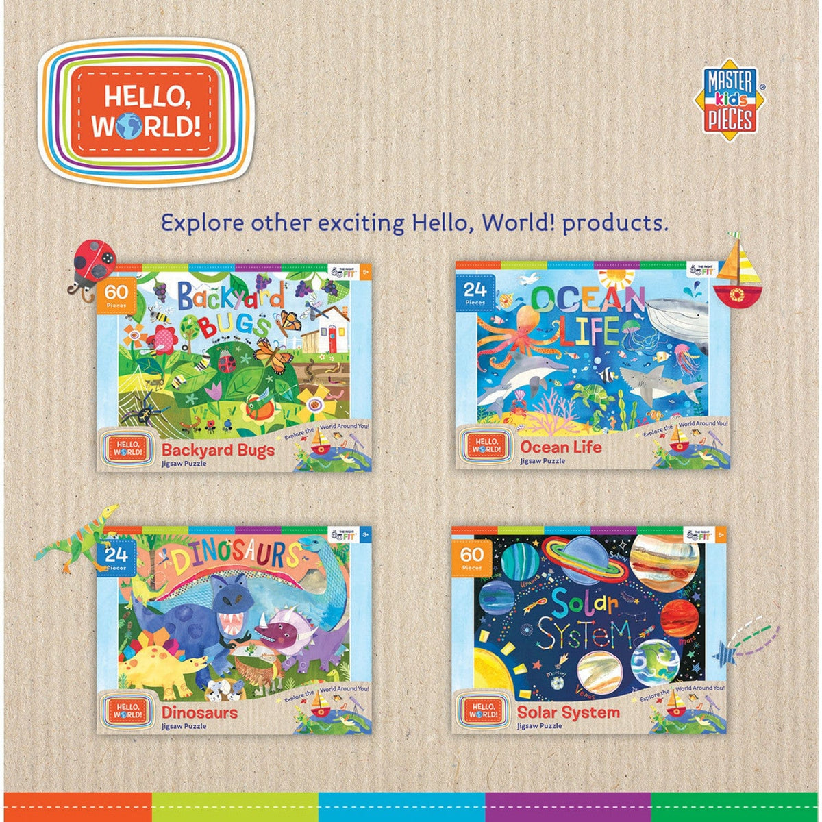 hello world パズル Hello, World! 100 Piece Jigsaw Puzzles 4-Pack – Ralphie's