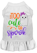 Pet Dog & Cat Dress Screen Printed, "Too Cute To Spook - Girly Ghost"