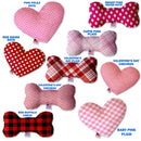Pet and Dog Plush Heart or Bone Toy, "Valentine's Day Plaids, Dots & Chevron Group" (Available in different sizes and patterns!)
