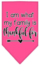 Pet and Dog Bandana Screen Printed, "I Am What My Family Is Thankful For"
