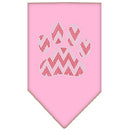 Christmas Pet and Dog Bandana Rhinestone, "Candy Cane Chevron Paw"