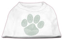 Pet Dog & Cat Shirt Rhinestone, "Green Paw"