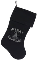 Velvet Christmas Stocking Screen Printed, "Shimmer Christmas Tree"