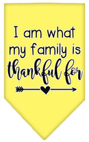 Pet and Dog Bandana Screen Printed, "I Am What My Family Is Thankful For"