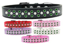 Dog, Puppy & Pet Fashion Collar, "Pearl and Emerald Green Crystal Rimsets Sprinkles"