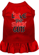 Dog Dress, Pet Dog & Cat Dress Screen Printed, "Love Your Stinkin Guts"