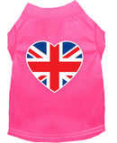 Pet Dog & Cat Shirt Screen Printed, "British Flag Heart"