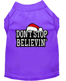 Christmas Screenprinted Dog Shirt, "Don't Stop Believin"
