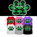 Pet Dog & Cat Shirt Screen Printed, "Argyle Paw Emerald Green"