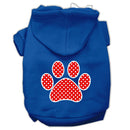 Pet Dog & Cat Hoodie Screen Printed, "Red Swiss Dots Paw"