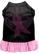 Pet Dog & Cat Dress Rhinestone, "Pink Ribbon"