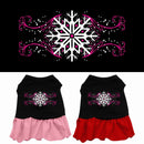 Pet Dog & Cat Dress Screen Printed, "Pink Snowflake"