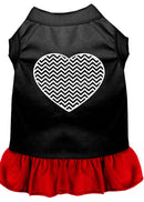 Pet Dog & Cat Dress Screen Printed, "Chevron Heart"