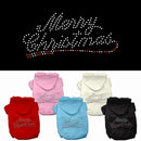 Christmas Pet, Dog & Cat Hoodie Rhinestone, "Merry Christmas"