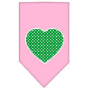 Pet and Dog Bandana Screen Printed, "Green Swiss Dot Heart"