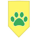 Pet and Dog Bandana Screen Printed, "Green Swiss Dot Paw"