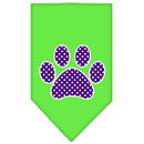 Pet and Dog Bandana Screen Printed, "Purple Swiss Dot Paw"