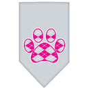 Pet and Dog Bandana Screen Printed, "Pink Argyle Paw"