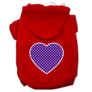 Pet Dog & Cat Hoodie Screen Printed, "Purple Swiss Dots Heart"